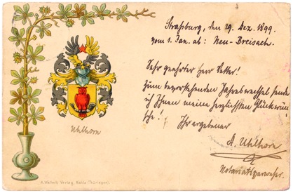 Postkarte mit Wappen Uhlhorn, Wappenseite